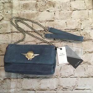 NWT Zara real suede small X body shoulder bag